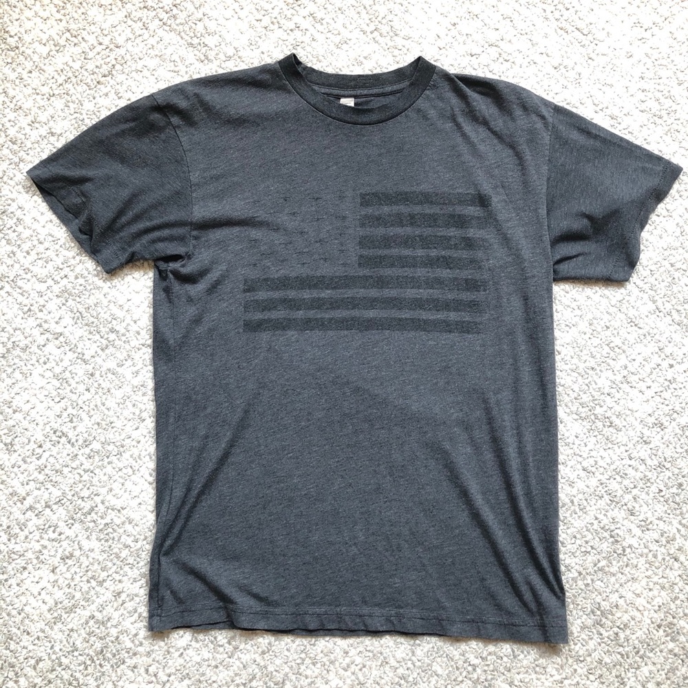 USA Flag Charcoal Gray Cotton/Poly T-Shirt Medium - Picture 2 of 15